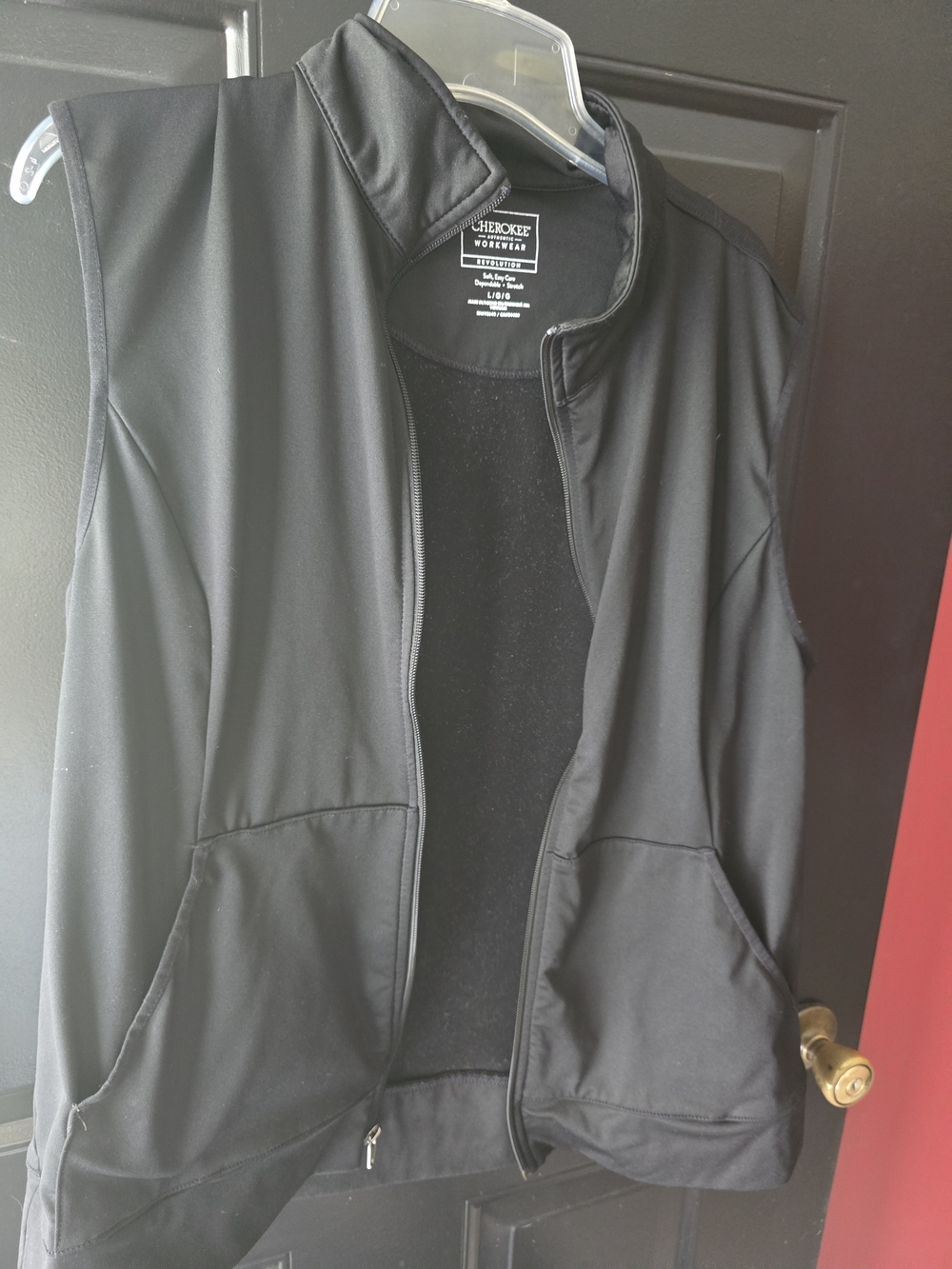 Cherokee Black Workwear Zip-Up Scrubs Vest Size Large